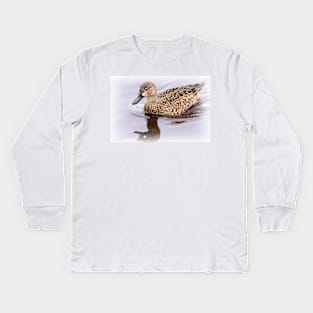 Blue-winged Teal Female by Debra Martz Kids Long Sleeve T-Shirt